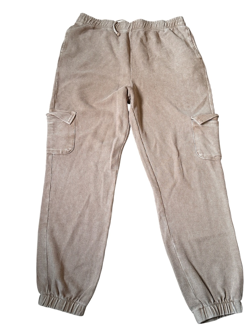 MOON RYDER corded joggers cargo pants in tan khaki sz 2XL - Picture 2 of 10